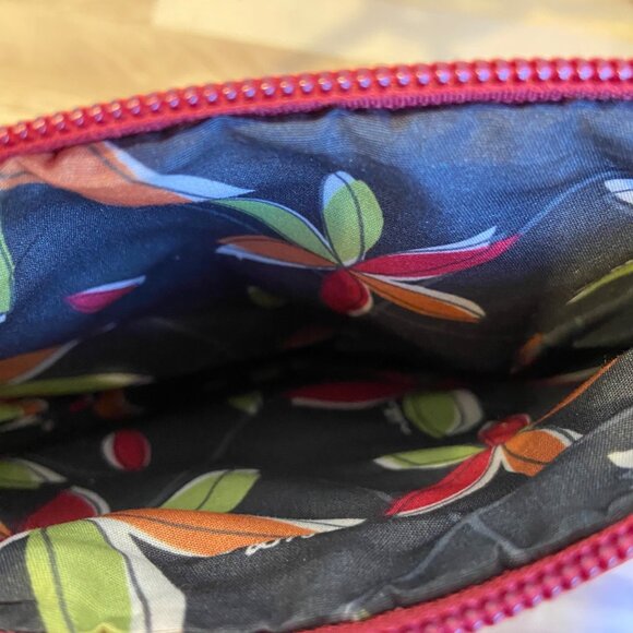 Espe Red Floral Vegan Leather Mini Crossbody Bag With spaghetti Strap & Top Zipp - Picture 7 of 11